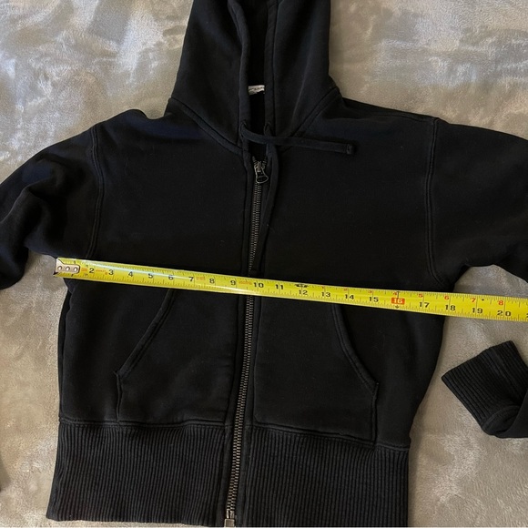 James Perse Cozy Sweat Top Zip-Up Hoodie Cropped Black - Picture 10 of 10